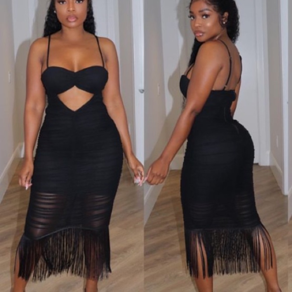 Black dress fringe